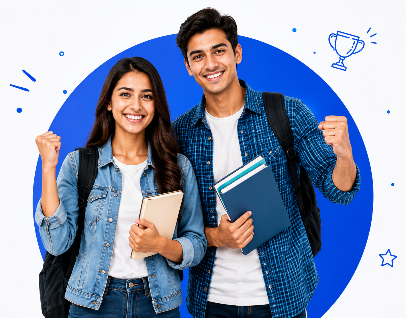 Successful students celebrating their results